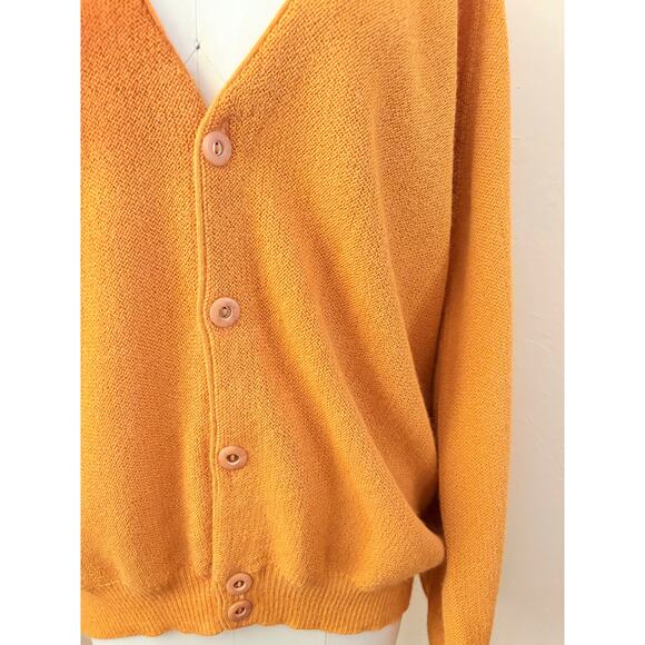 Inca Fashions Baby Alpaca Cardigan XL Mustard Orange Knit Peru - Picture 3 of 8